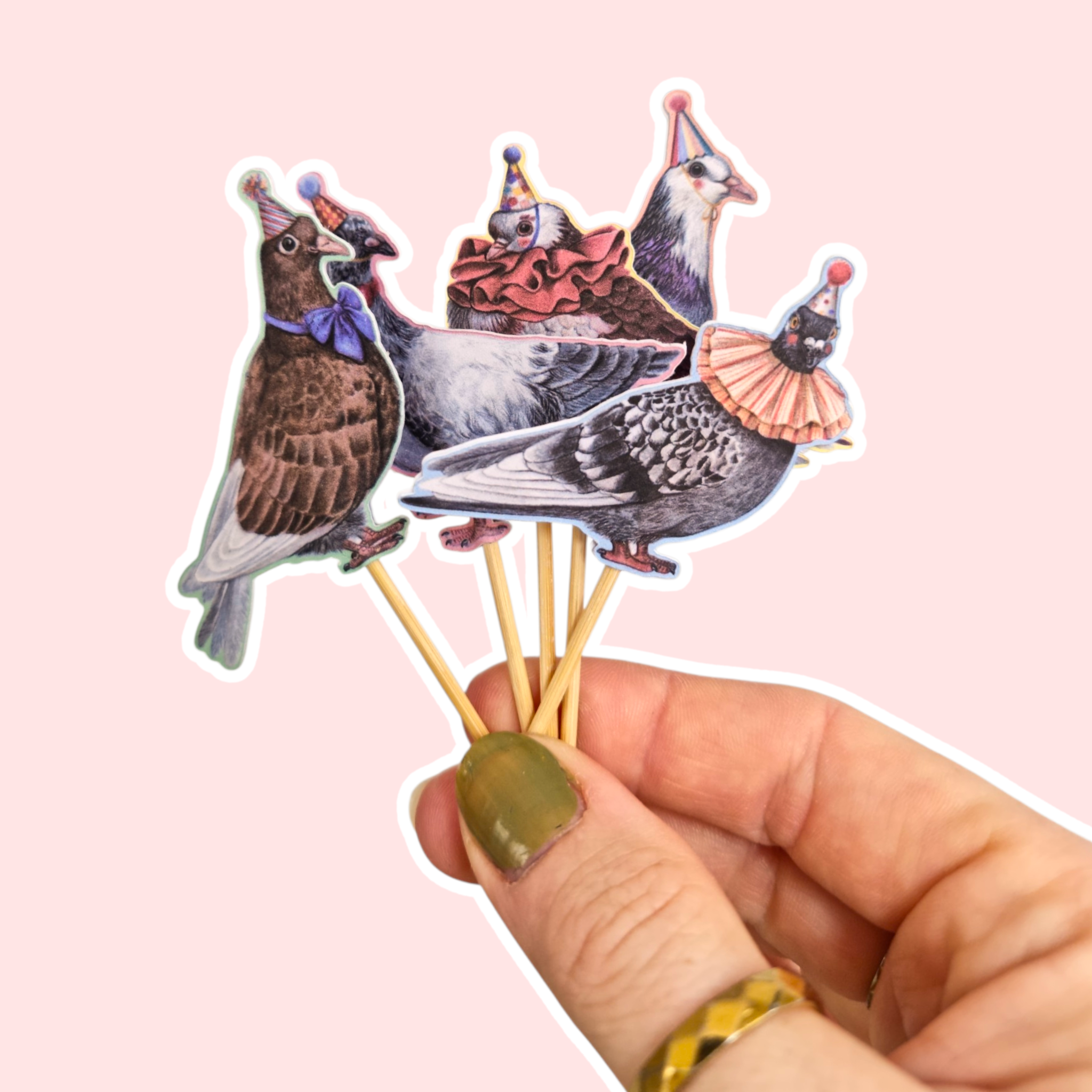 Party Pigeons Cake Toppers