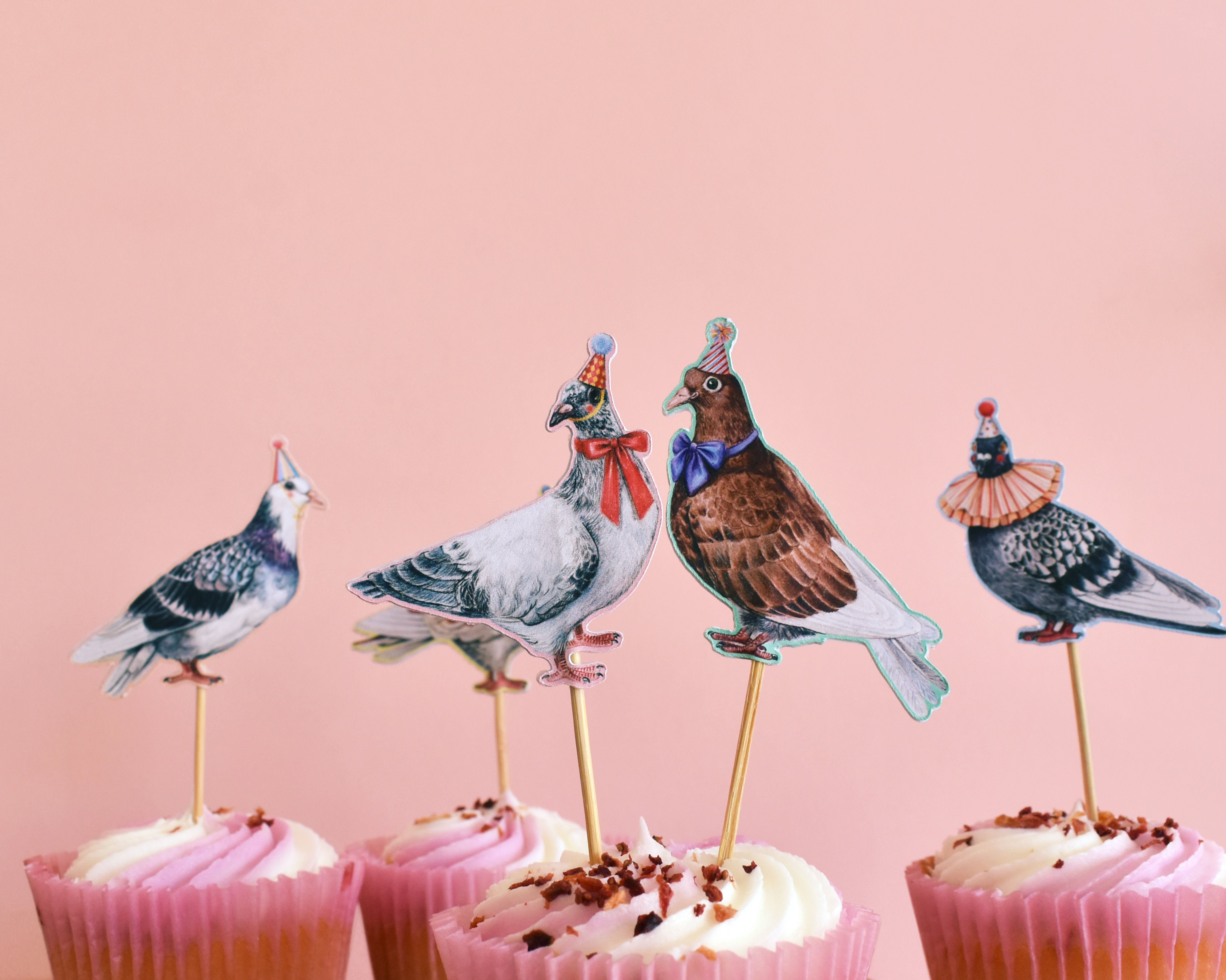 Party Pigeons Cake Toppers