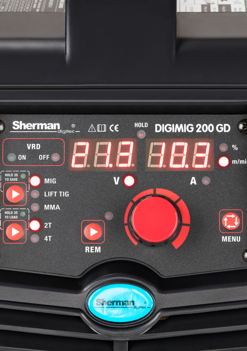 Thumbnail: Sherman DIGIMIG 225GDS Synergic Welder Inverter MMA TIG Brazing VRD + Spool Gun