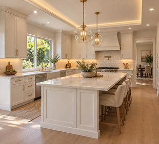 Kitchen Remodel and design in White shaker cabinet, European oak floor and quartz countertops
