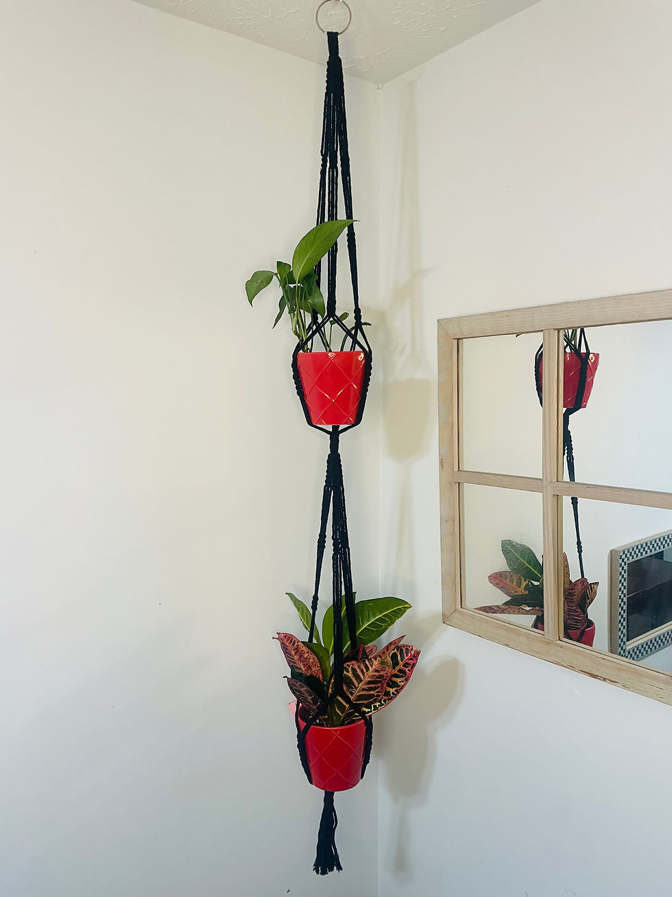 Thumbnail: Black Macrame Double Plant Hanger 