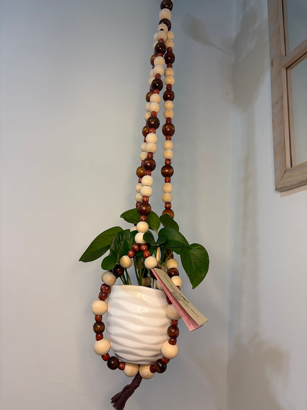 Thumbnail: Brown and Tan Beaded Double Plant Hanger