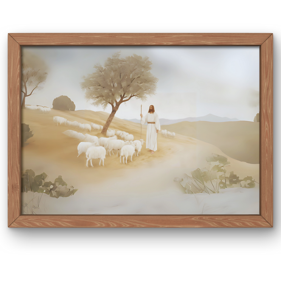 The Good Shepherd with His Flock Art Print