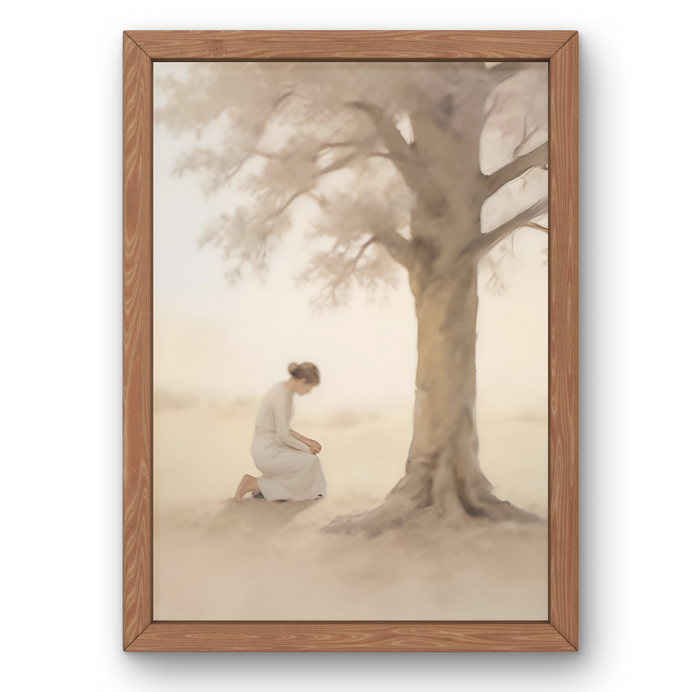 Peaceful Prayer Woman Kneeling Down Art Print