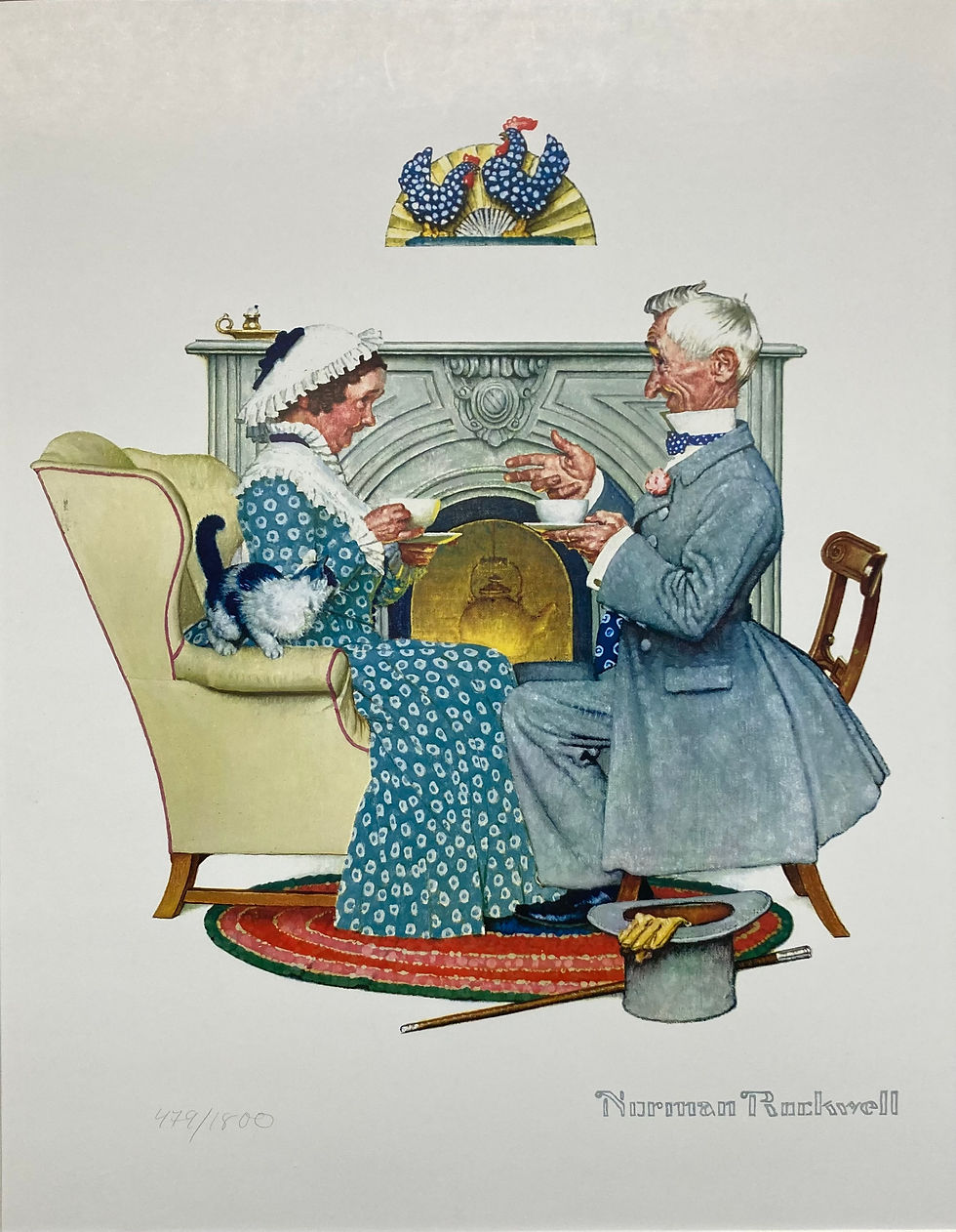 Thumbnail: Norman Rockwell "Gaily Sharing Vintage Times" Custom Framed Limited Edition ART