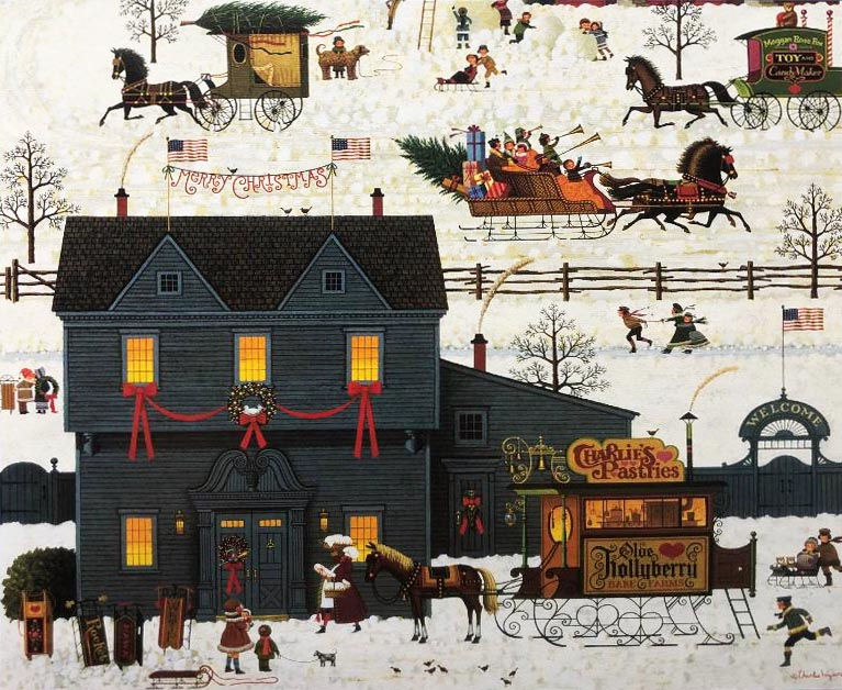 Thumbnail: Charles Wysocki "A Warm Christmas Love" New CUSTOM FRAMED Art