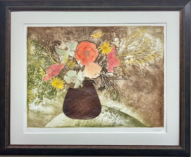 Mikulas Kravjansky "Bouquet" Signed & # Mixed Media Floral Still Life FRAMED NEW