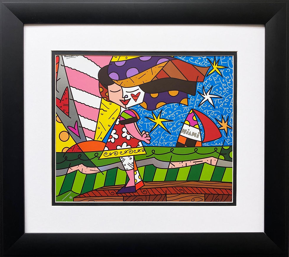 Romero Britto "MIAMI GIRL (Metallic)" Newly Custom FRAMED Pop ART PRINT