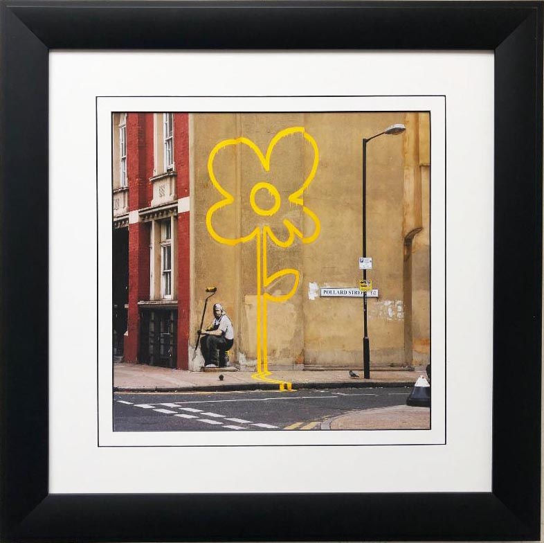BANKSY "Yellow Lines Flower Painter" New FRAMED Art Marlin Art 8/2/21