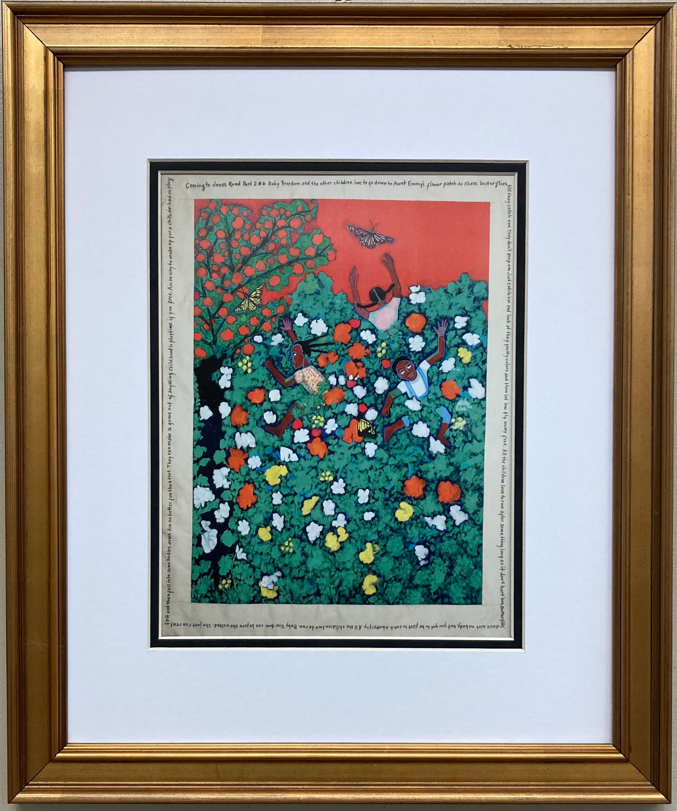 Faith Ringgold "Chasing Butterflies 2010" New Custom Framed Black Art