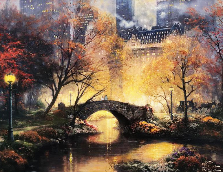 Thumbnail: Thomas Kinkade "Central Park in the Fall" New FRAMED Art Print