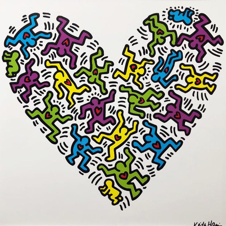 Thumbnail: Keith Haring "Untitled, 1985" Heart CUSTOM FRAMED Plate Signed Pop Art