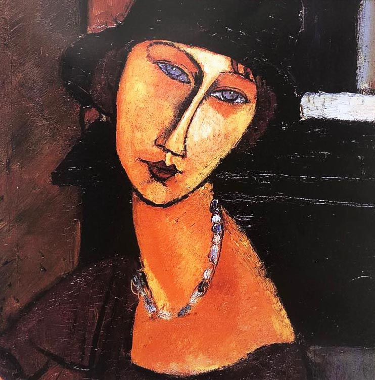Thumbnail: Amedeo Modigliani "Jeanne Hebuternet with Hat and Necklace" FRAMED ART