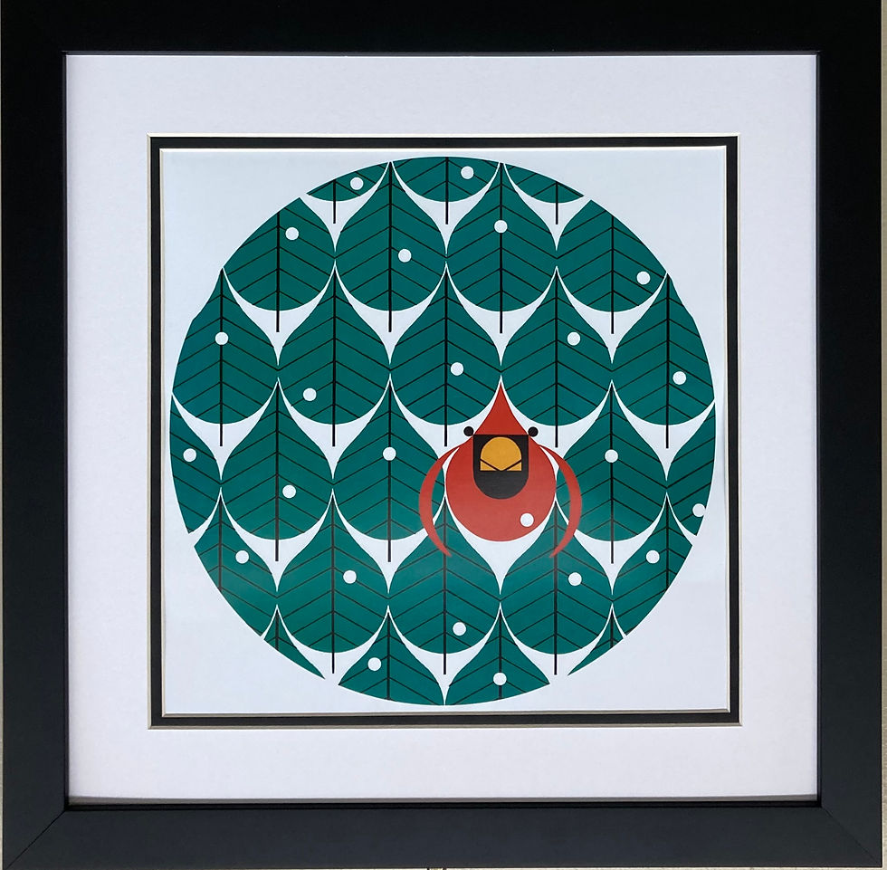 Thumbnail: Charley Harper "Coniferous Cardinal"  Custom Framed Calendar Print Birds