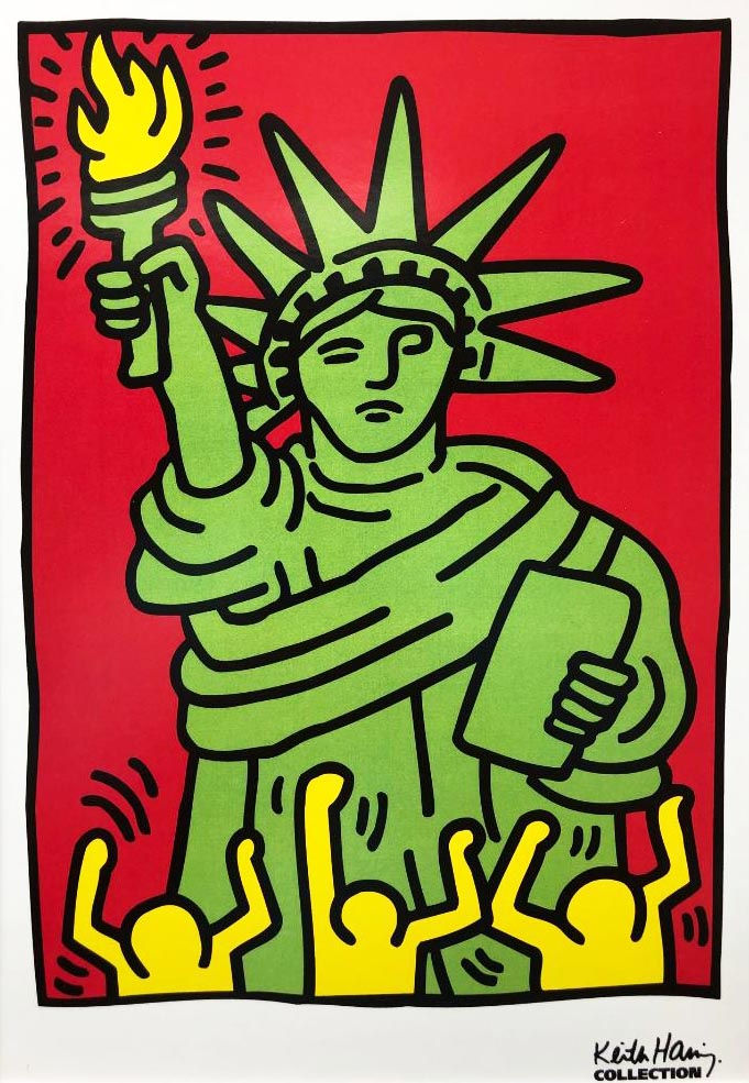 Thumbnail: Keith Haring "Statue of Liberty, 1986" (small) CUSTOM FRAMED Art Lithograph