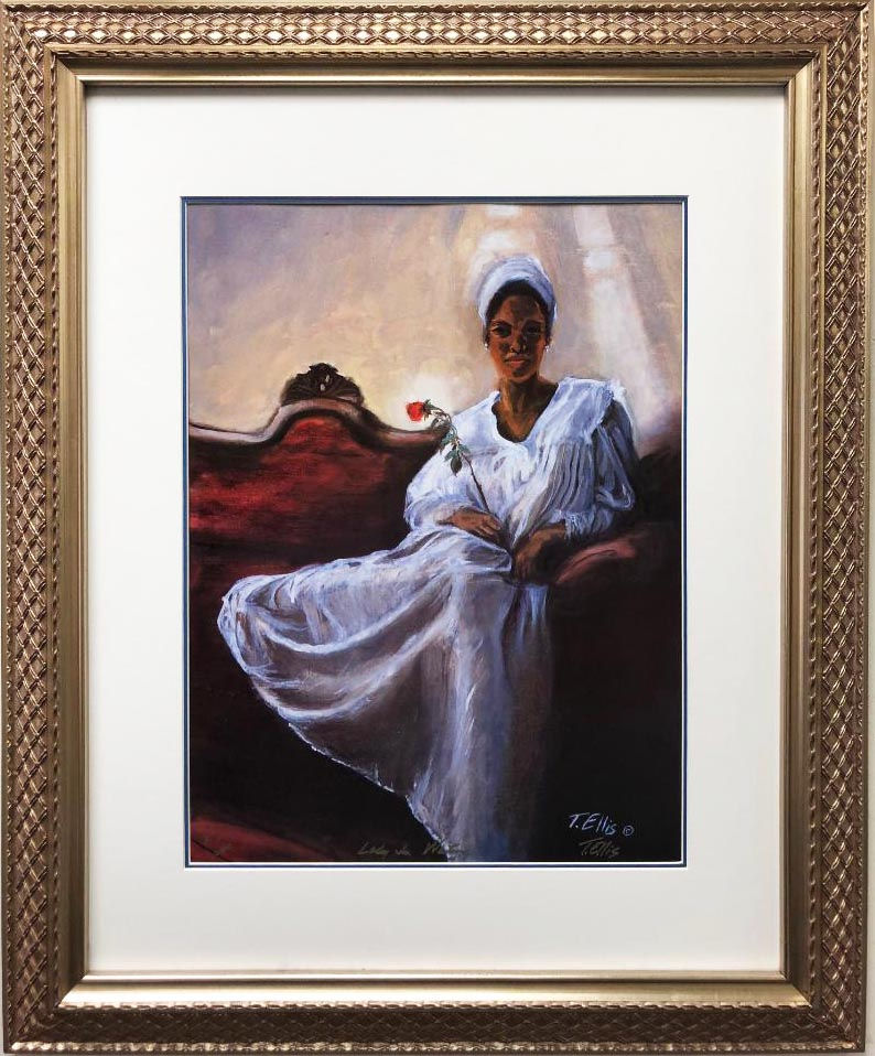 Ted Ellis "Lady in Waiting" Custom Framed African American Art