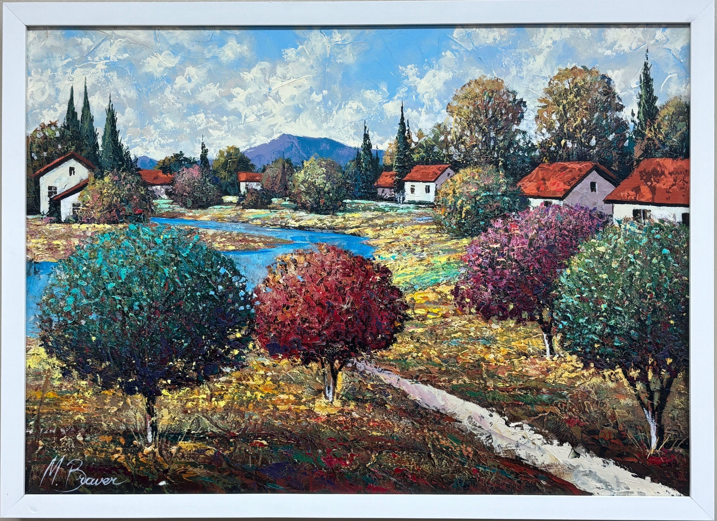 Mark Braver "Around the Bend" Hand Signed Original Oil Framed Impressionist Art