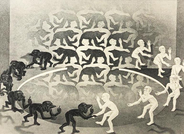 Thumbnail: M.C.Escher "Encounter" Rencontre CUSTOM FRAMED Art