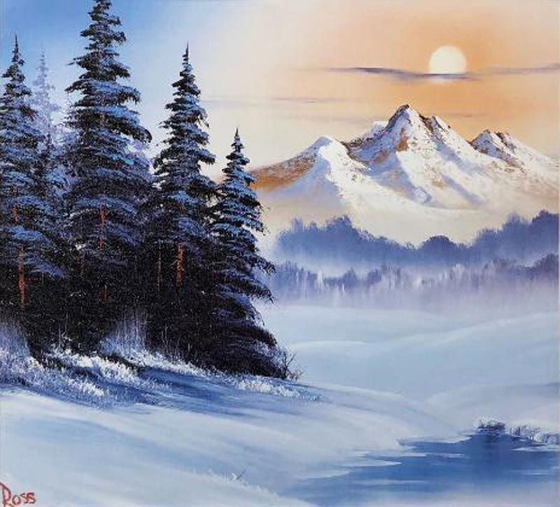 Thumbnail: Bob Ross "Snow Blanket" CUSTOM FRAMED ART
