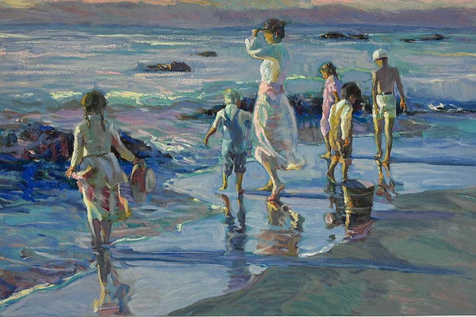 Thumbnail: Don Hatfield "On the Horizon" Signed Framed Serigraph Art Seascape Children NEW