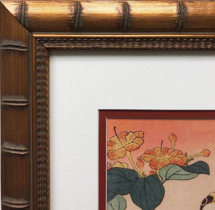 Thumbnail: Katsushika Hokusai "Mirabilis Jalapa & Grosbeak" New Custom Framed Asian Art