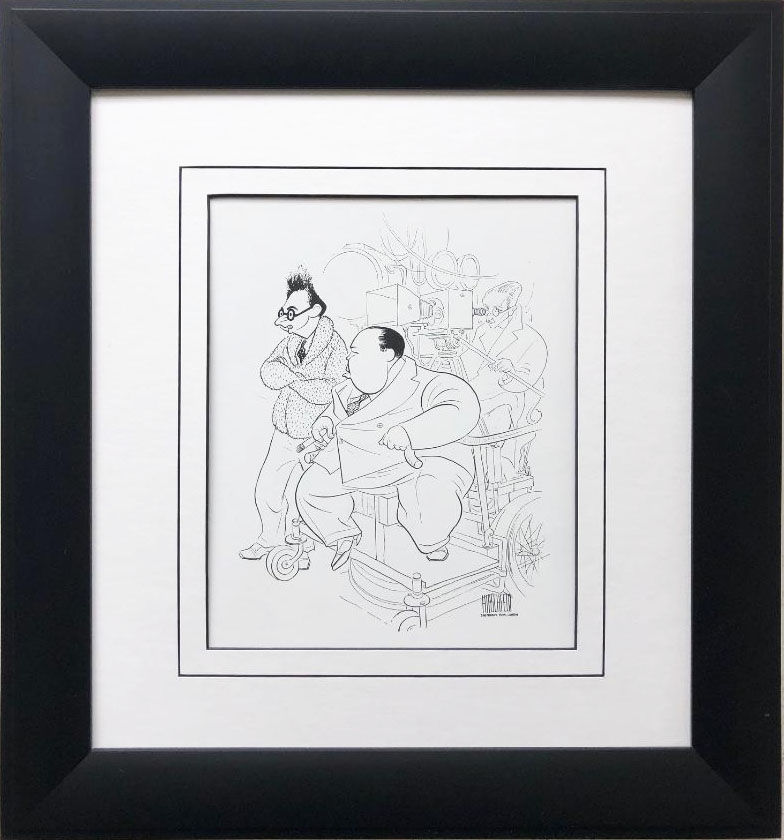 Al Hirschfeld "Hitchcock & Montagu- Sabotage" CUSTOM FRAMED Decorative ART Print