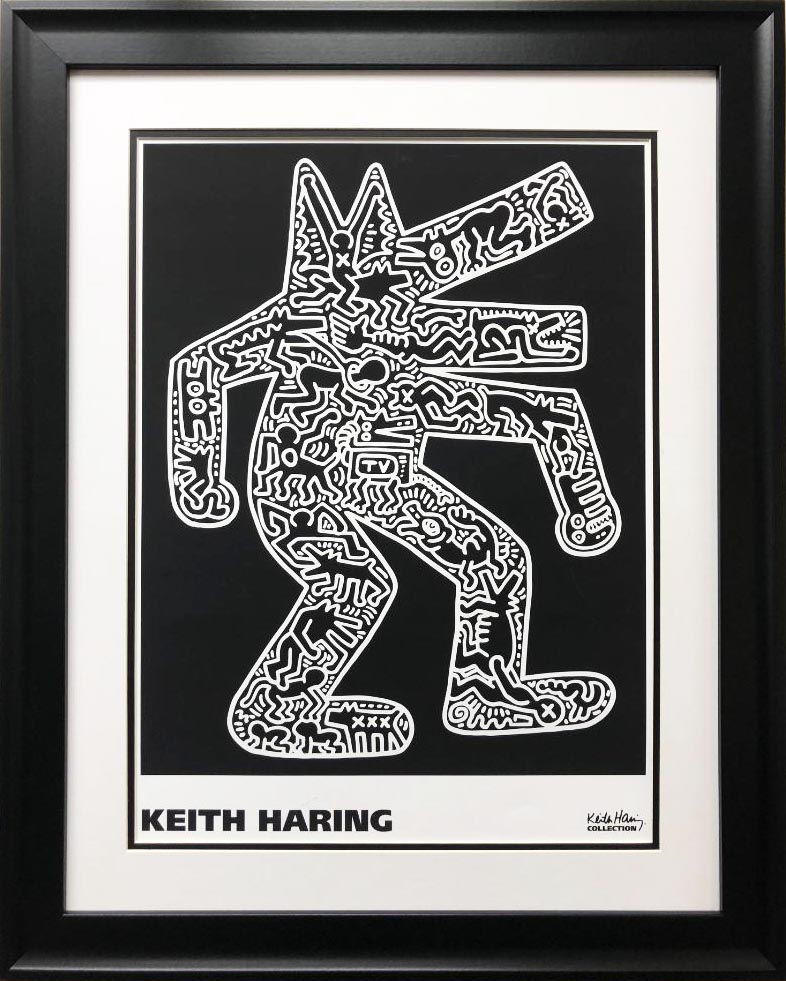 Keith Haring "Dog , 1985" CUSTOM FRAMED Print Art