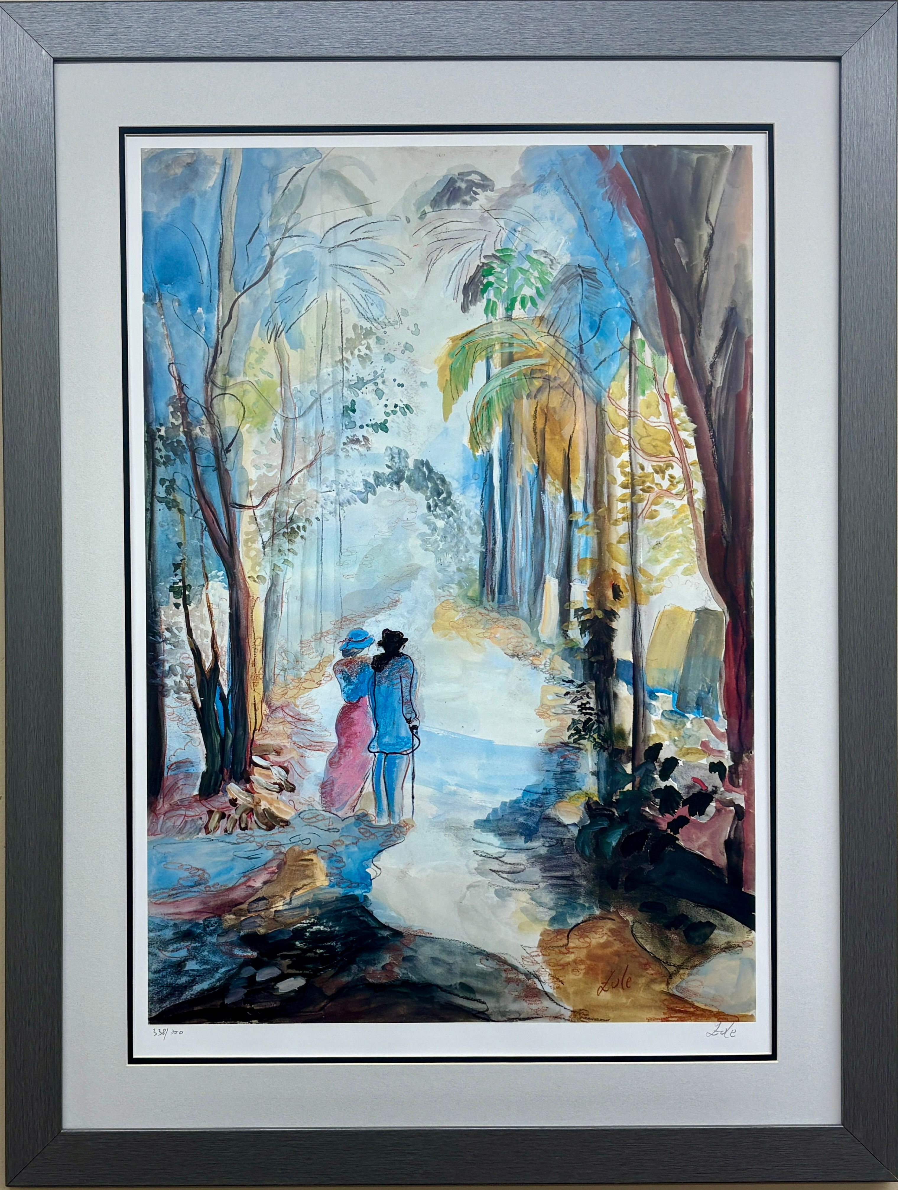 Zule Moskowitz "Figures in the Forest" Hand Signed & # FRAMED Art New