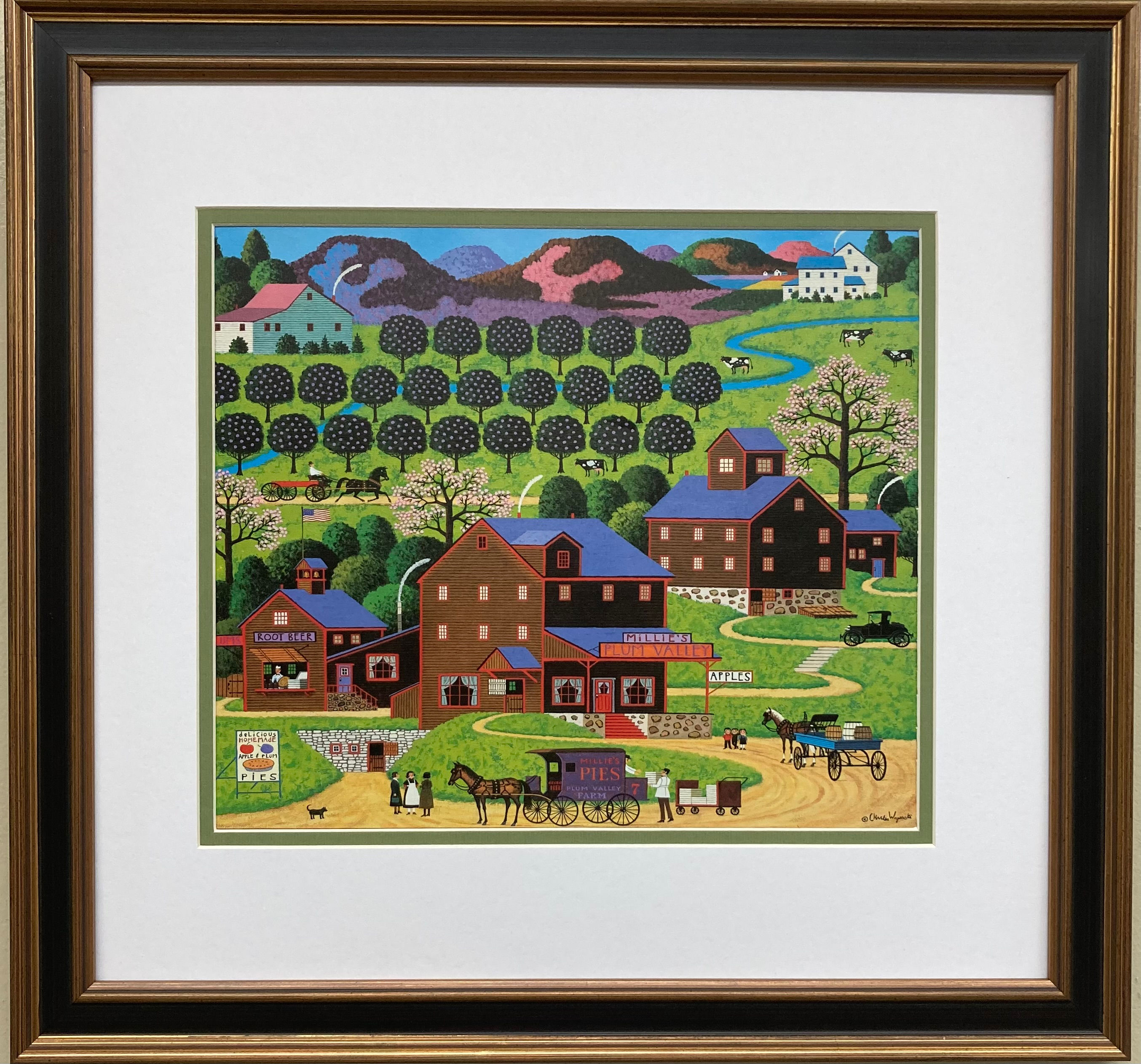 Charles Wysocki "Plum Valley" Newly FRAMED Art Americana Rural
