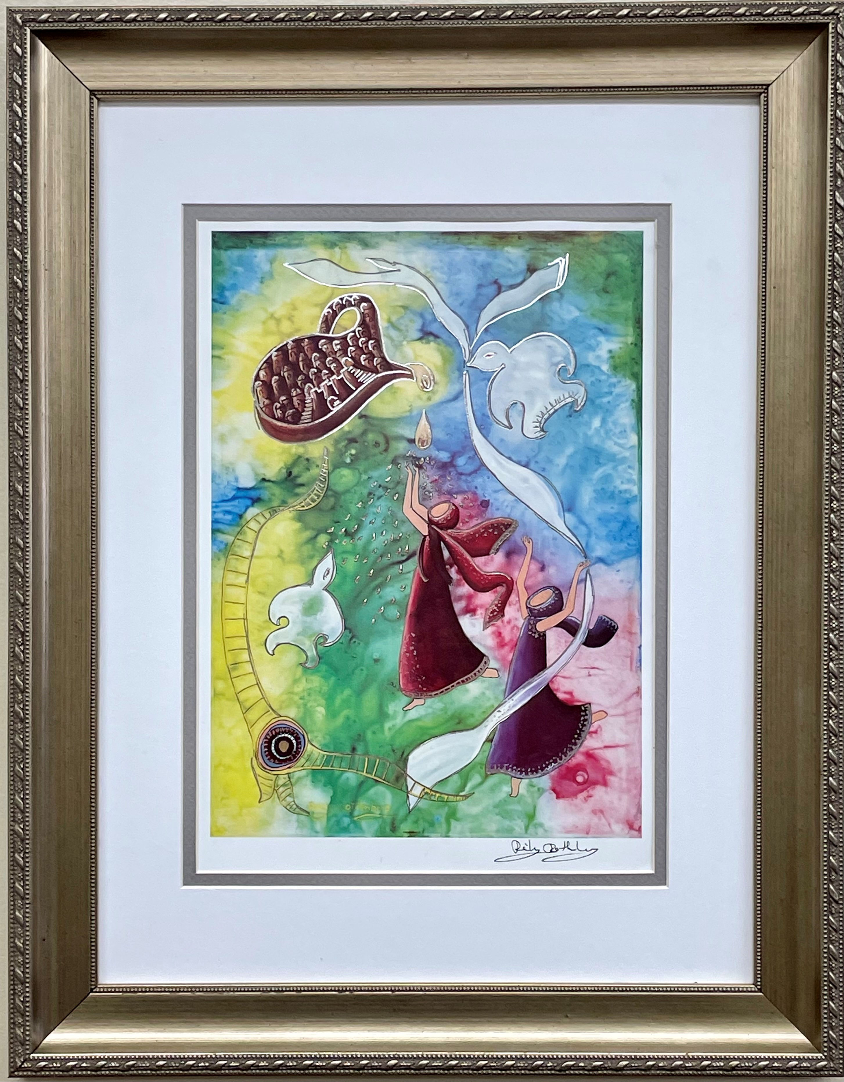 Rothenberg "Horn of Plenty" FRAMED Signed Art Judaic Kabala Jerusalem New