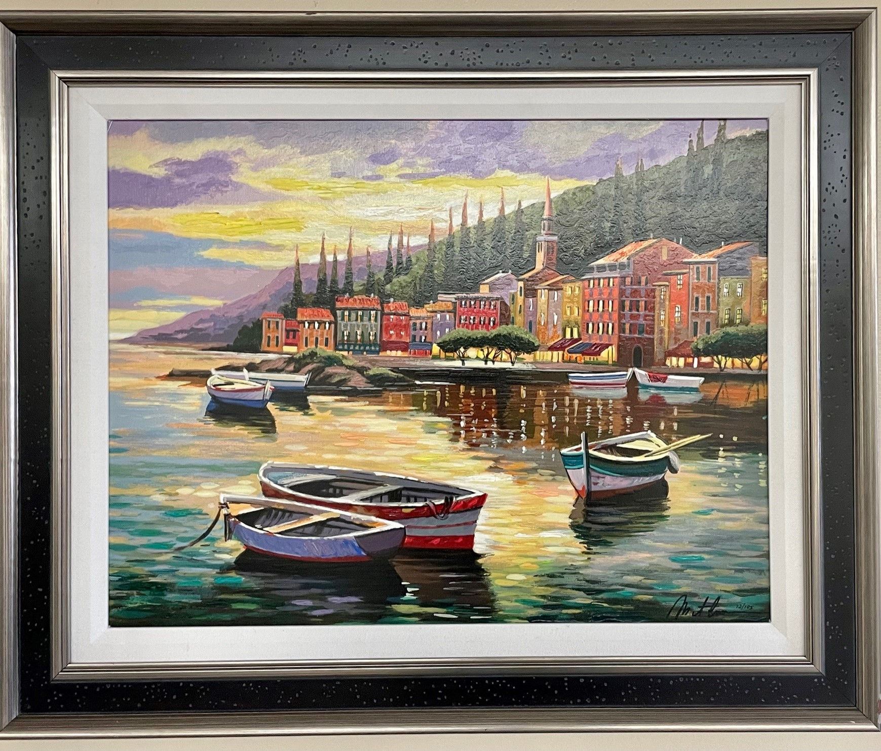 Anatoly Metlan "Sunset Skies" Framed Hand Signed Art Mediterranean Europe NEW