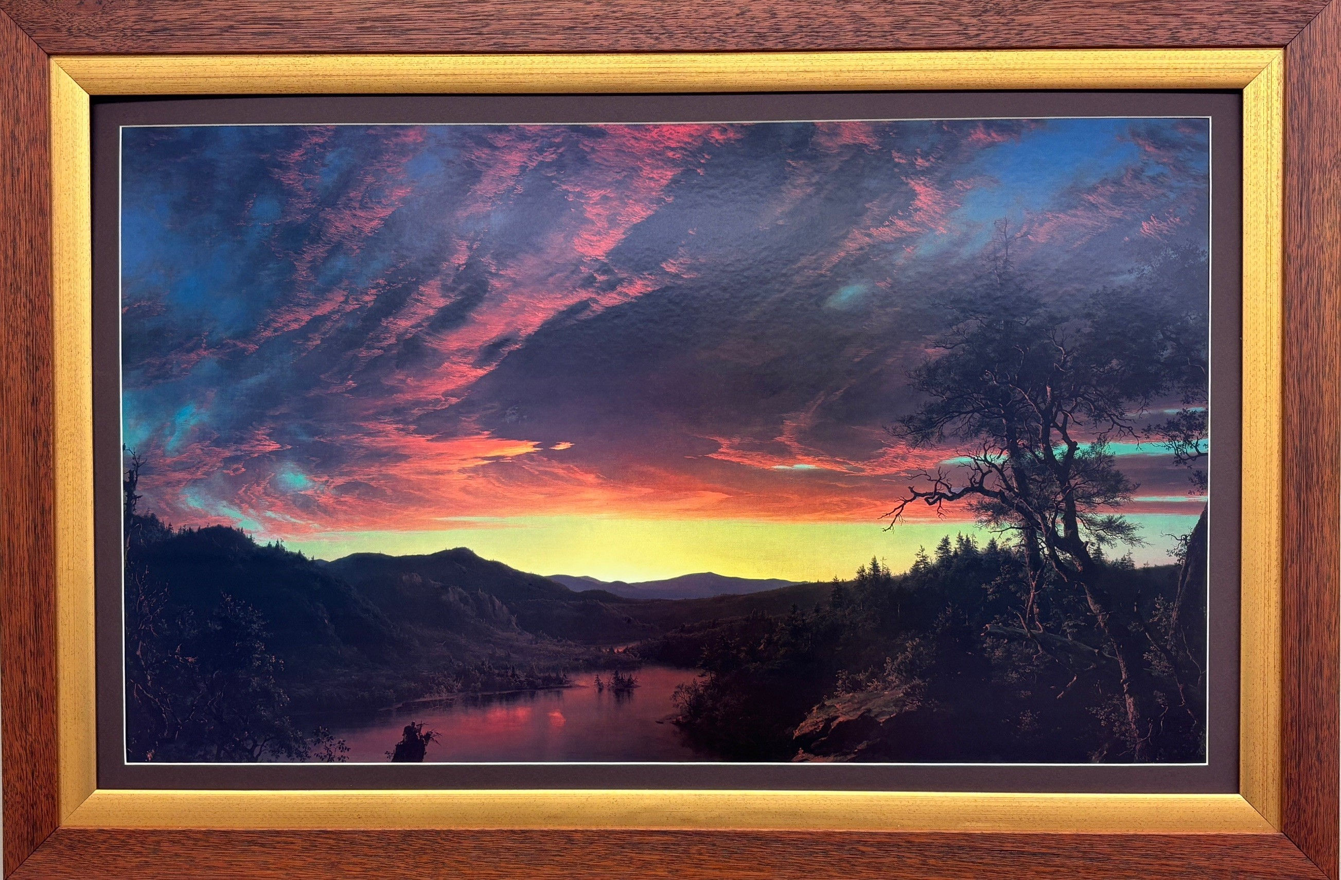 Frederick Church "Twilight in Wilderness" FRAMED Art Hudson River Artist  NEW