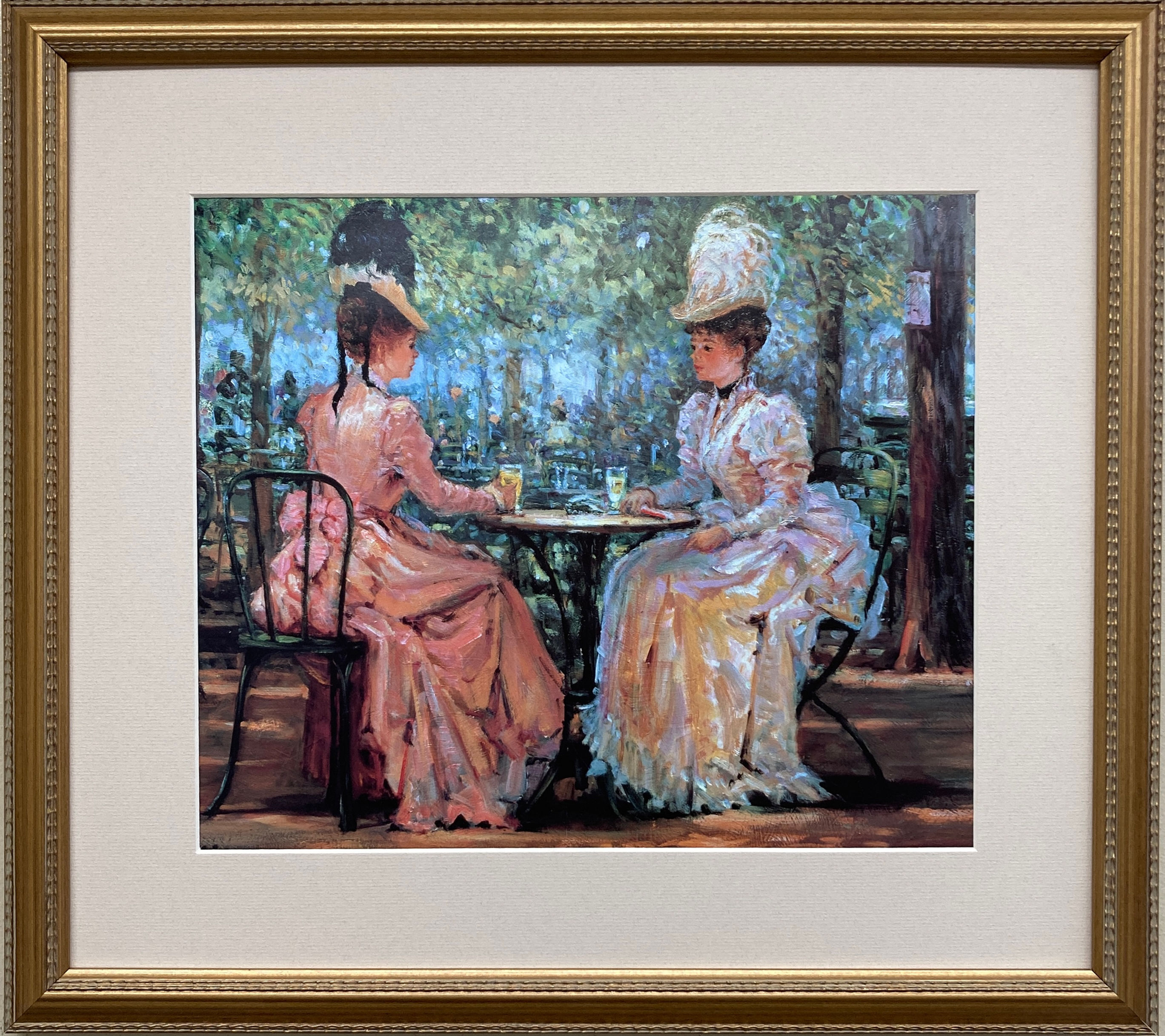 Alan Maley "A Private Conservation" Custom Framed Victorian Style Art Print NEW