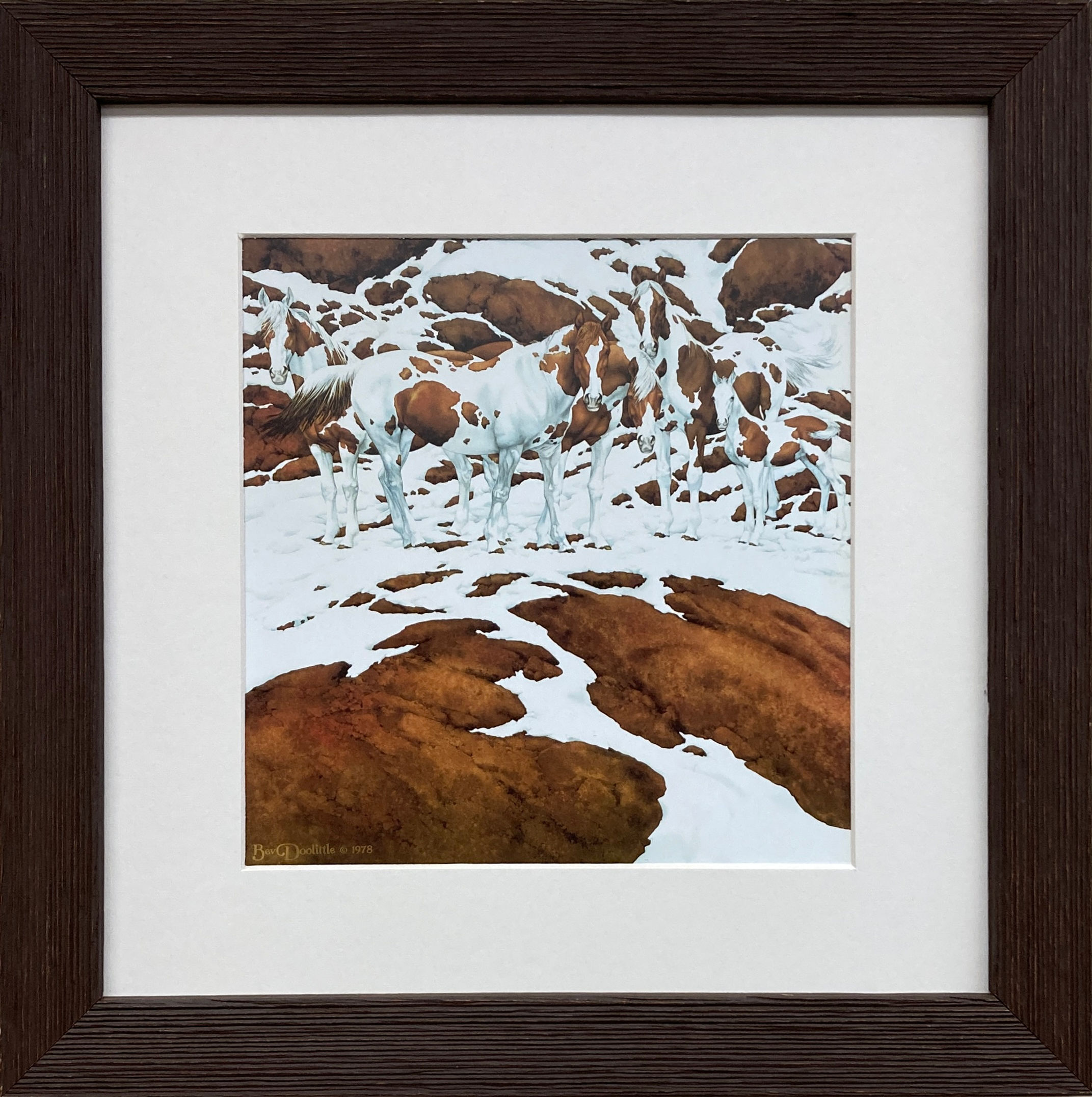 Bev Doolittle "Pintos 1979" Newly Custom FRAMED American Art Artist Horse