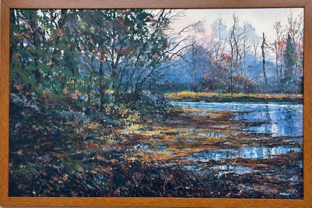 Michael Schofield "Autumn Lake" Hand Signed & # Lithograph Framed Landscape Art