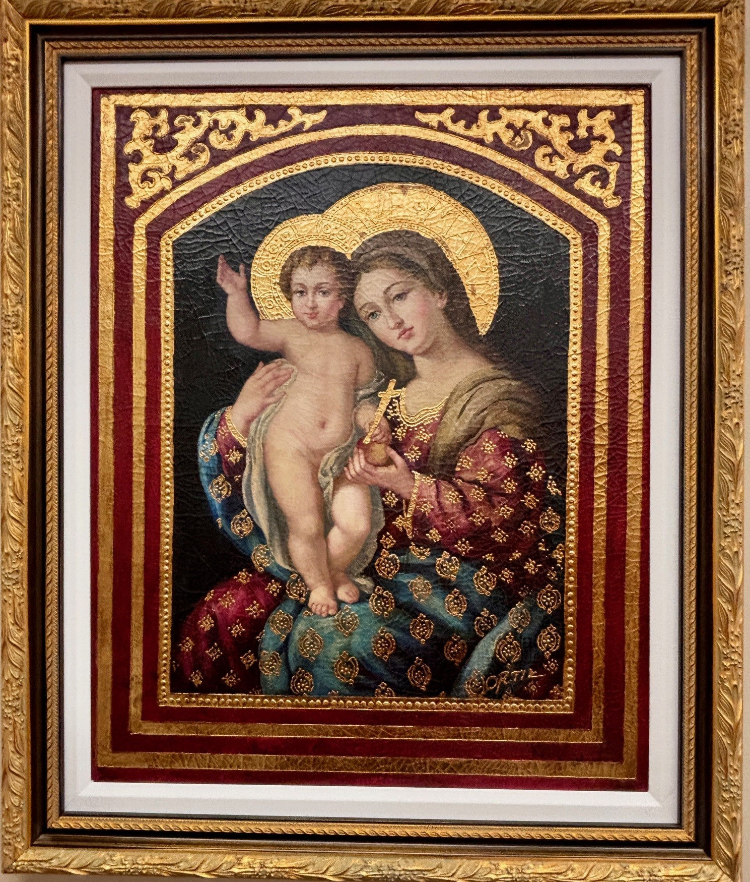 Ortiz "Virgin Mary & Child" Hand Painted Oil Religious Art Jesus Christ New