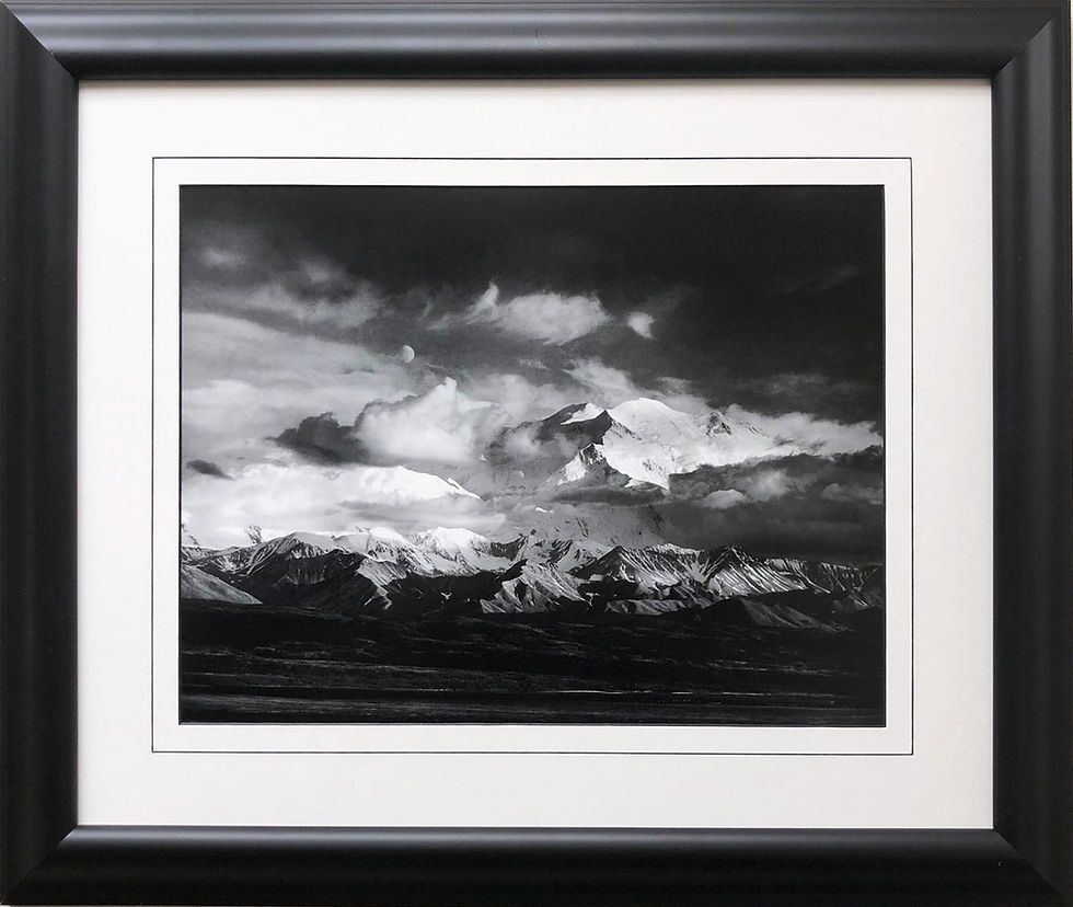 Ansel Adams "Moon and Denali" Alaska Custom Framed NEW ART photo Mountain Range