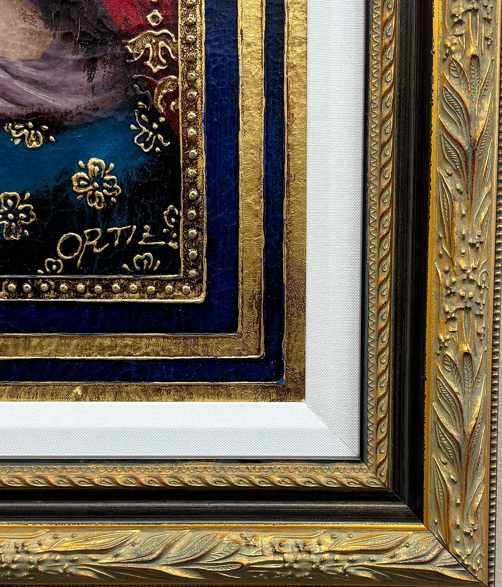 Thumbnail: Ortiz "Mother & Child" (Ave Maria)  Hand Painted Oil  Framed Religious Art New