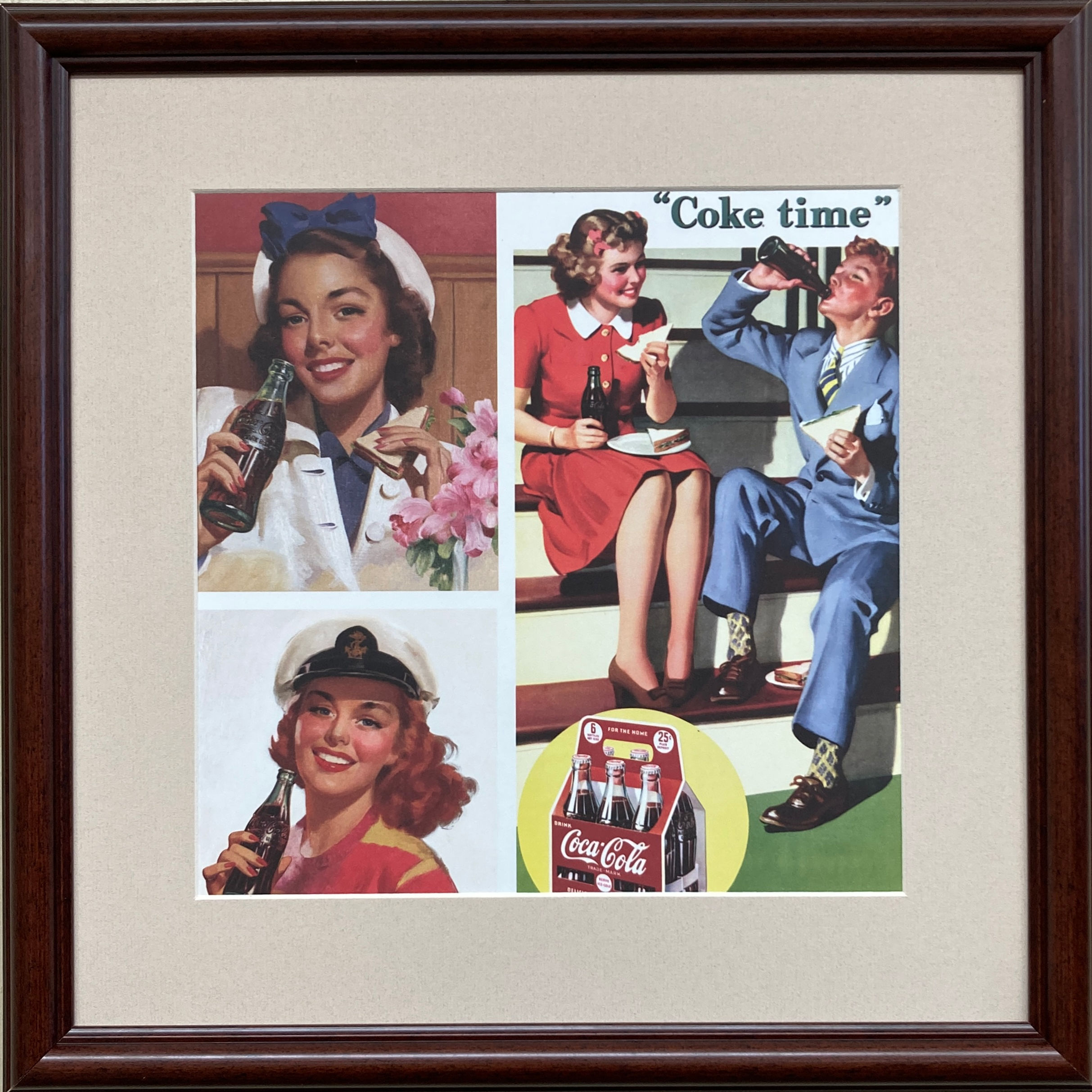 Coca-Cola "Coke Time" Custom Framed Vintage Style Ad Print NEW