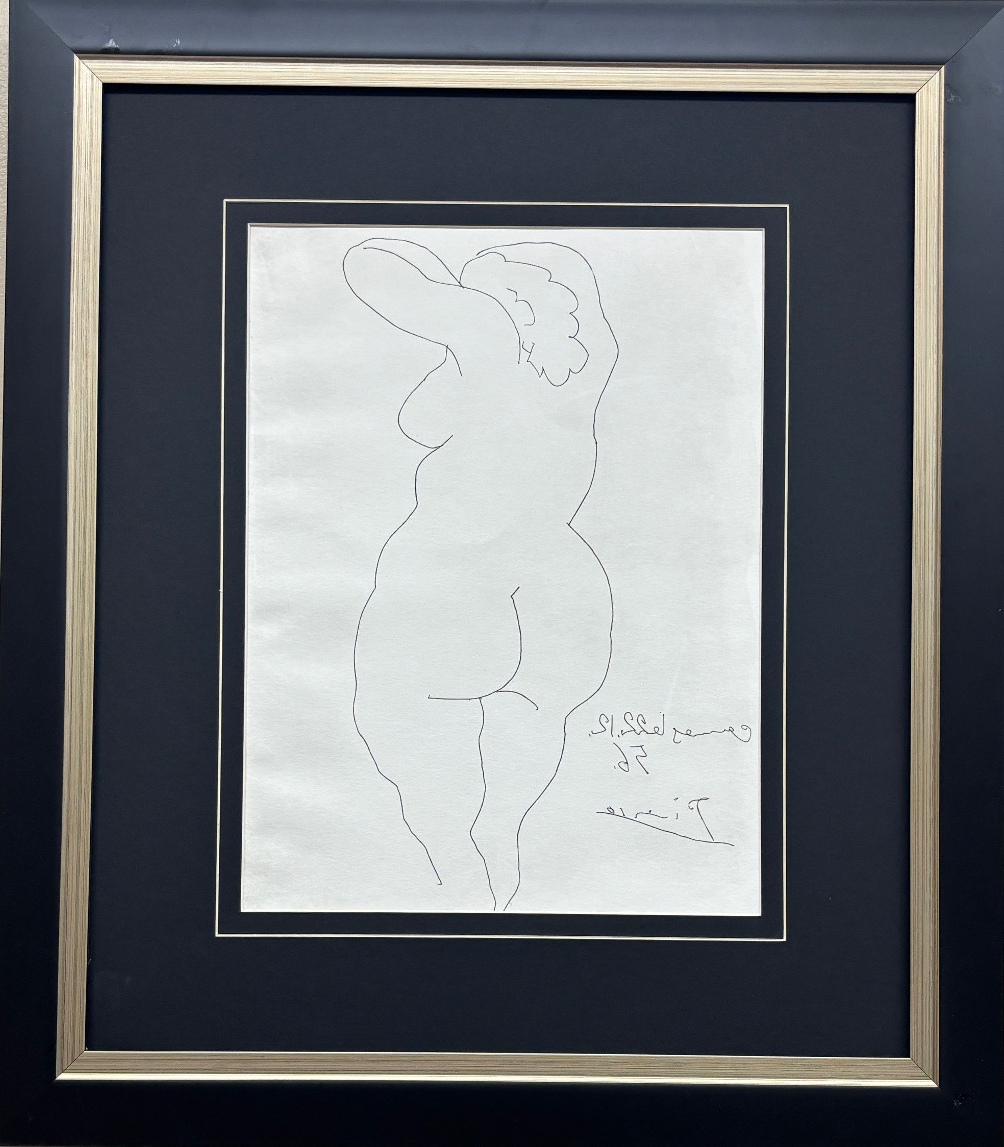 Pablo Picasso "Femme Vue De Dos ( Woman Back View) Lithograph Rare Framed Art
