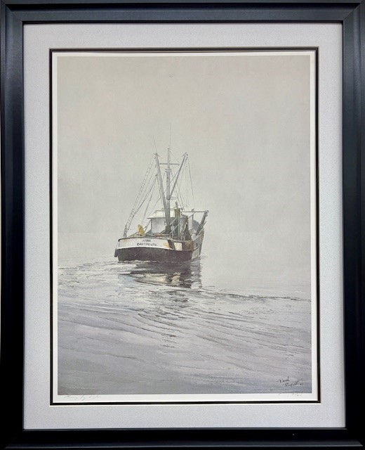 Paul Ruppert "Morning Fog" FRAMED Hand Signed & # Art Seascape Fishing Boat