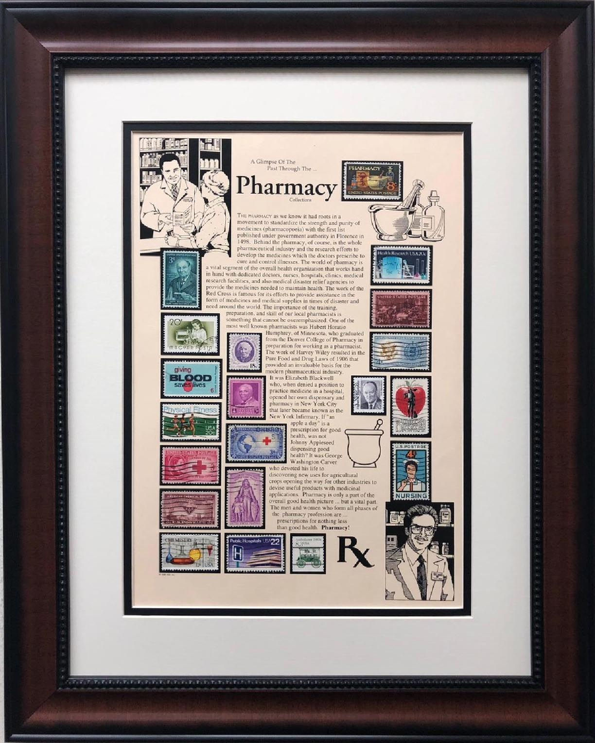Stamps "Pharmacy" Framed Stamp Art