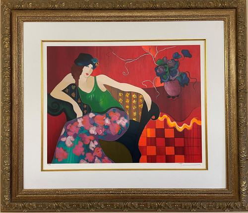 TARKAY "RELAXING IN RED" HAND SIGNED SERIGRAPH FRAMED ART STUNNING