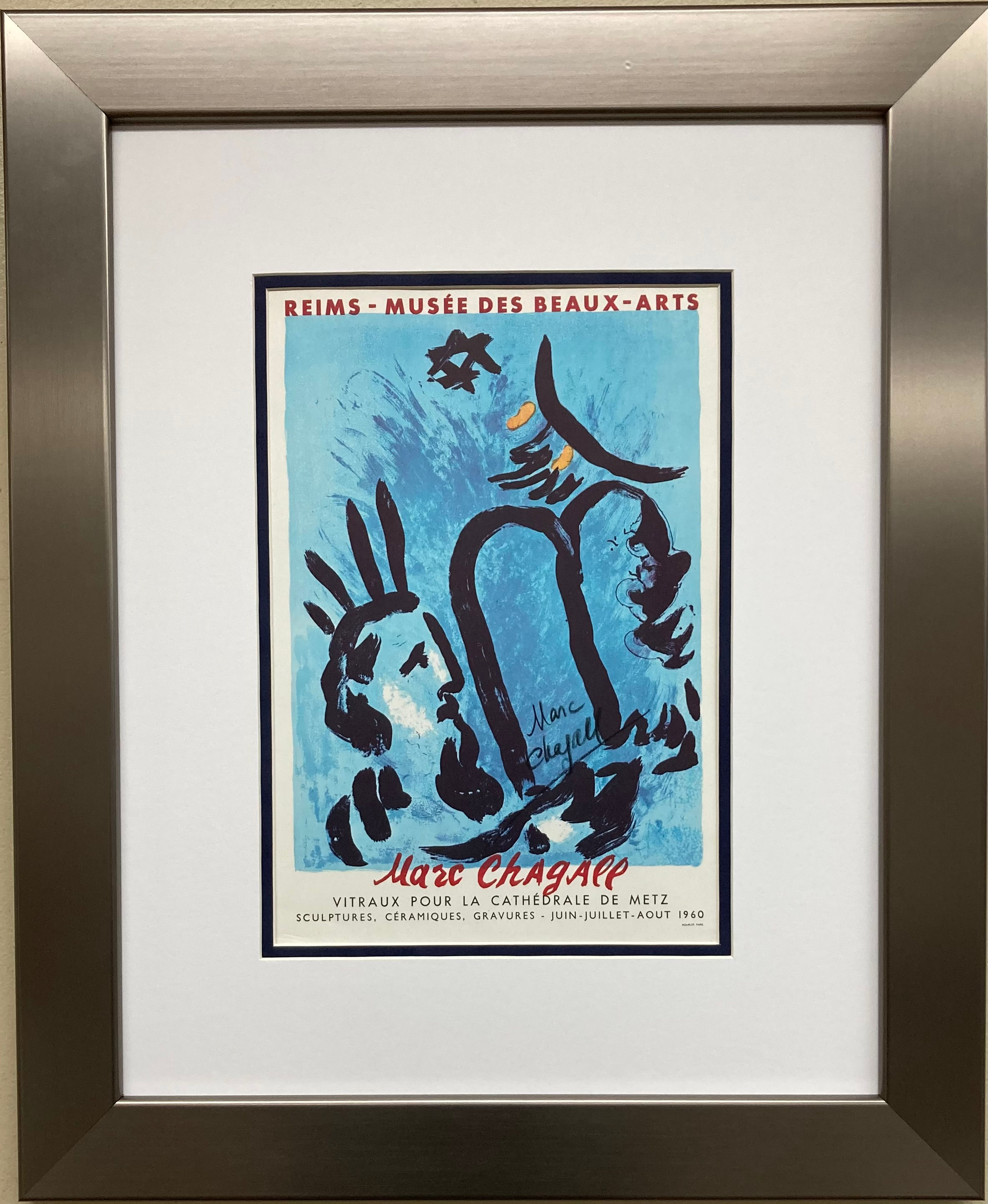 Marc Chagall "Moses or Vitraux de la Cathédrale de Metz" Signed w/COA Framed Art