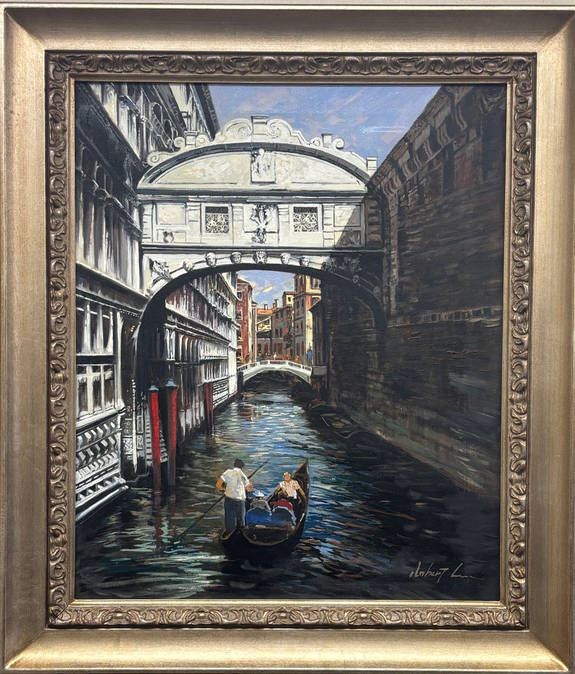 Robert Lui "Love in Venice" Signed Framed Original Oil Italy Art NEW