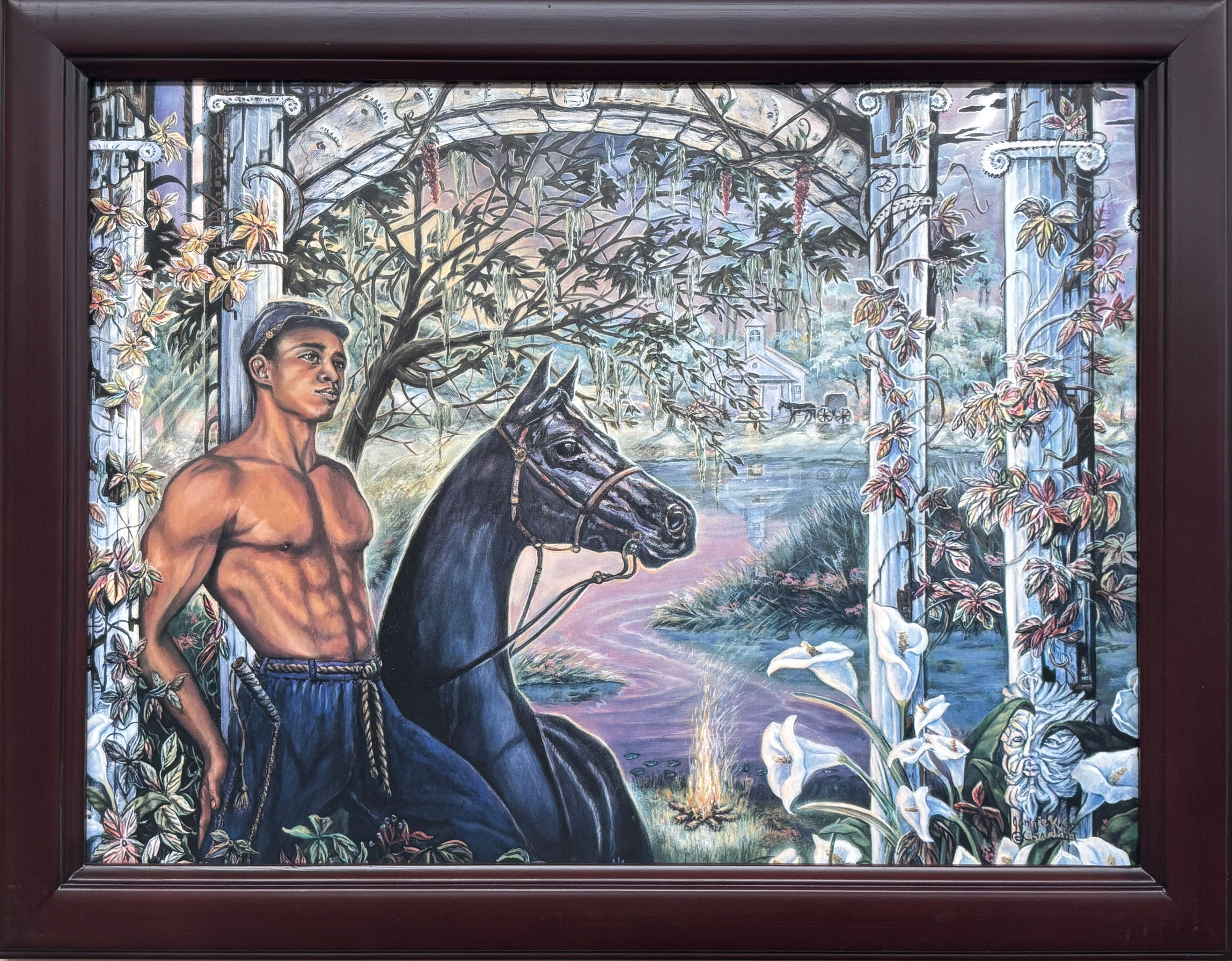 Jonnie K.C. Chardon "A New Tomorrow" FRAMED Black Art Stallion Horse NEW