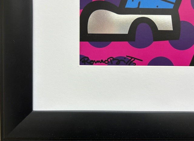 Thumbnail: Romero Britto "Heart Kids"  CUSTOM FRAMED Pop  Art Print with Silver Foil