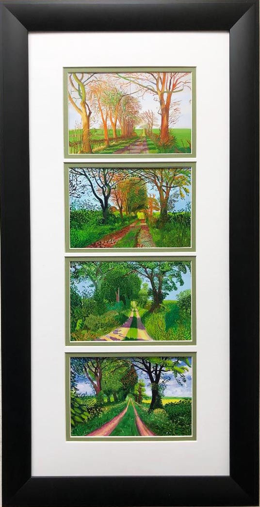 David Hockney "Four Seasons Tree Tunnels" Custom Framed Art Book Folio