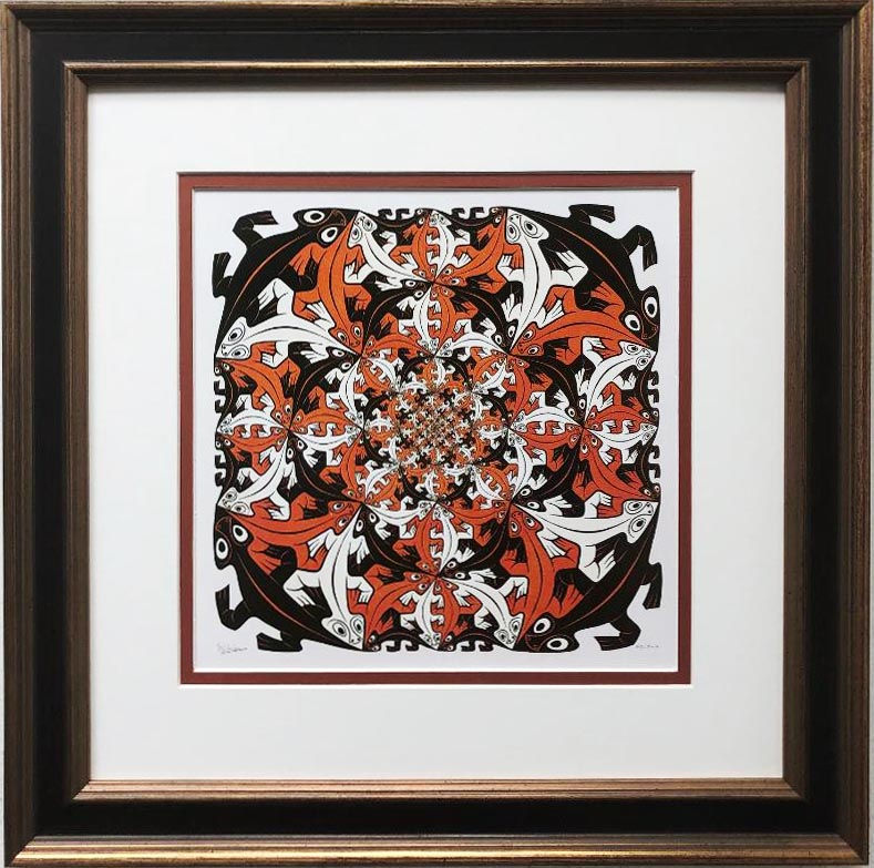 M.C.Escher "Smaller and Smaller" CUSTOM FRAMED Art