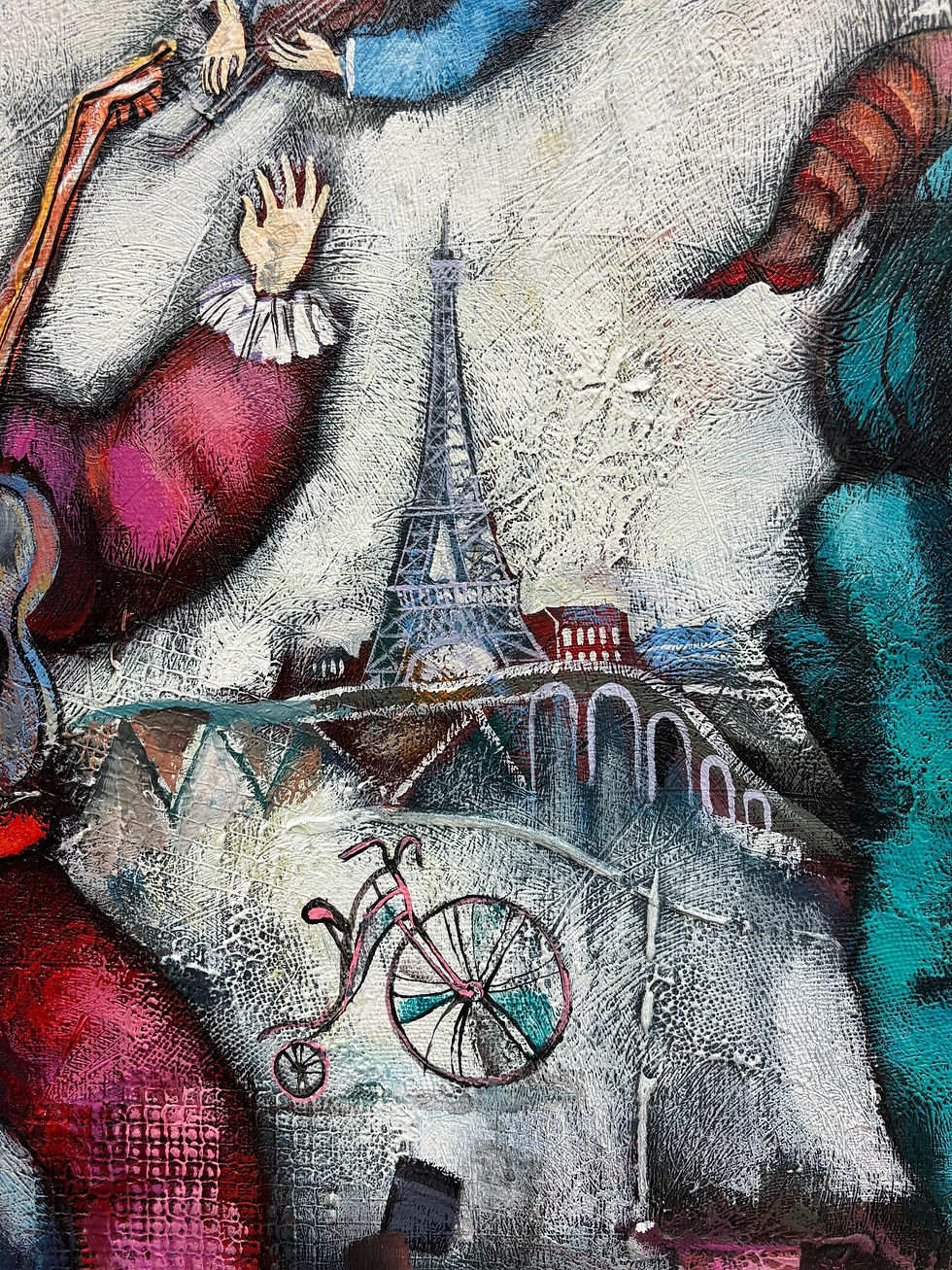 Thumbnail: Michael Kachan "Joyful"  Hand Signed Original Oil Music Whimsical Art Framed New